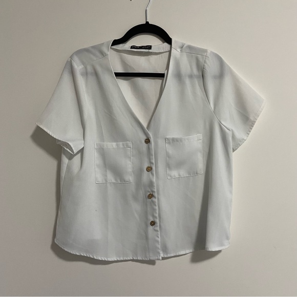SHEIN - White Button Up Blouse - Picture 1 of 4